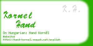 kornel hand business card